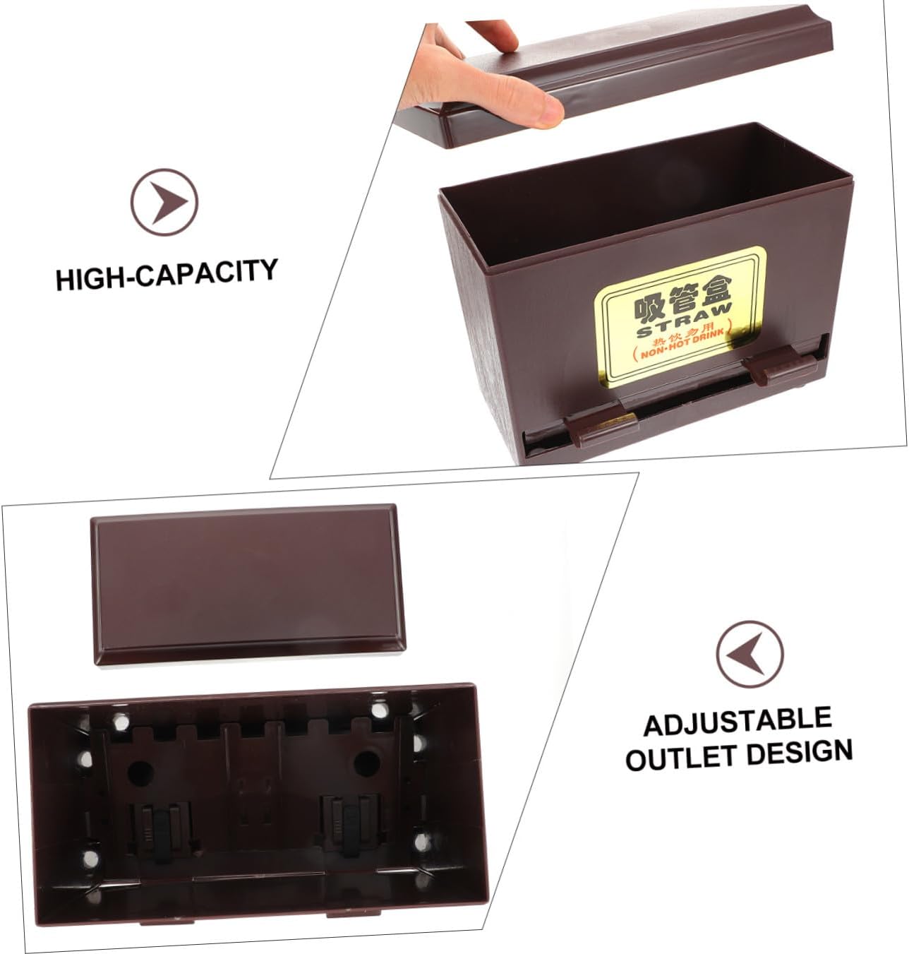Plastic Straw Dispenser Box with Adjustable Outlet, Press Type
