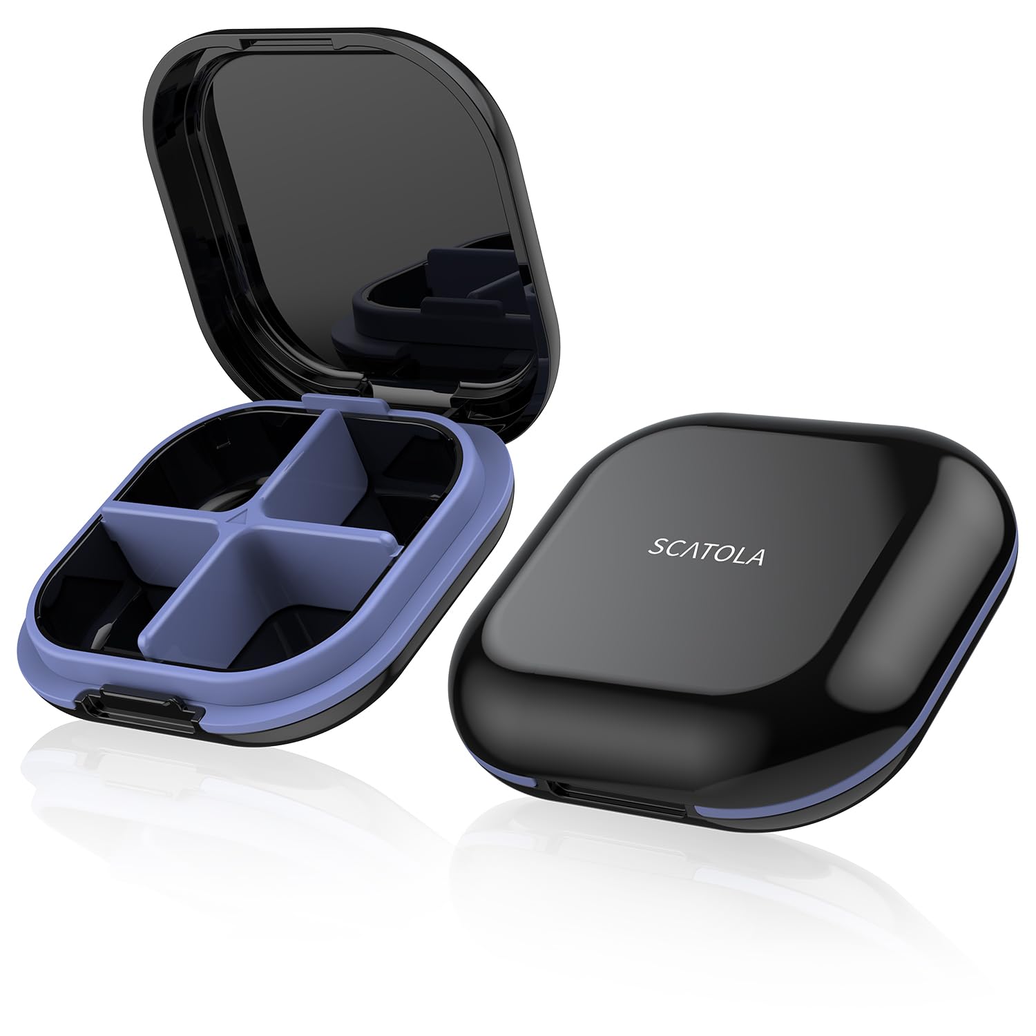 Daily Pill Organizer 4 Compartments Small Pill Box Portable Travel Pill Case Mini Pill Container for Purse Pocket