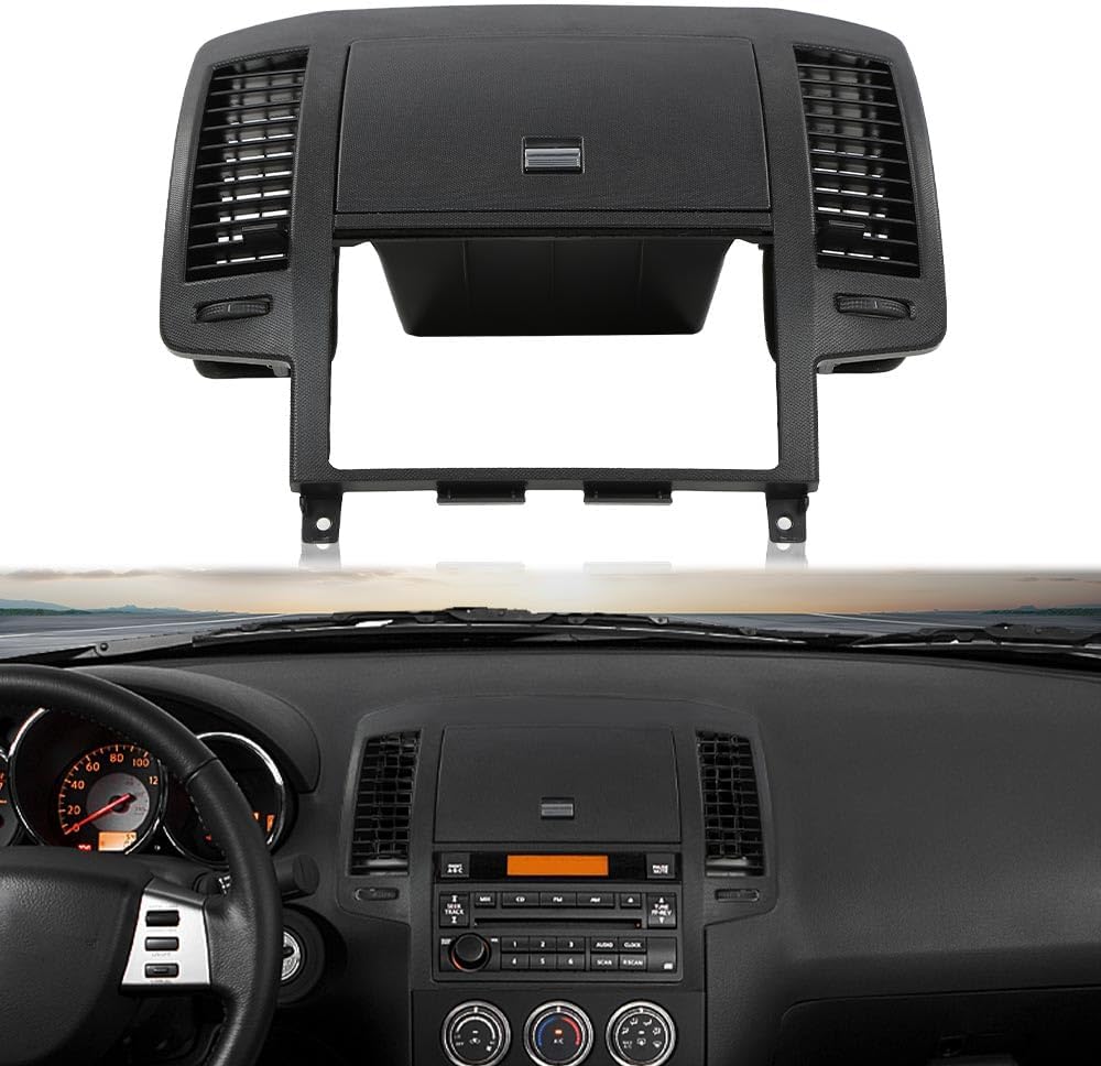 PIT66 Center Dash Radio Bezel Storage Cubby Vents Compatible with Nissan Altima 2005 2006,Black