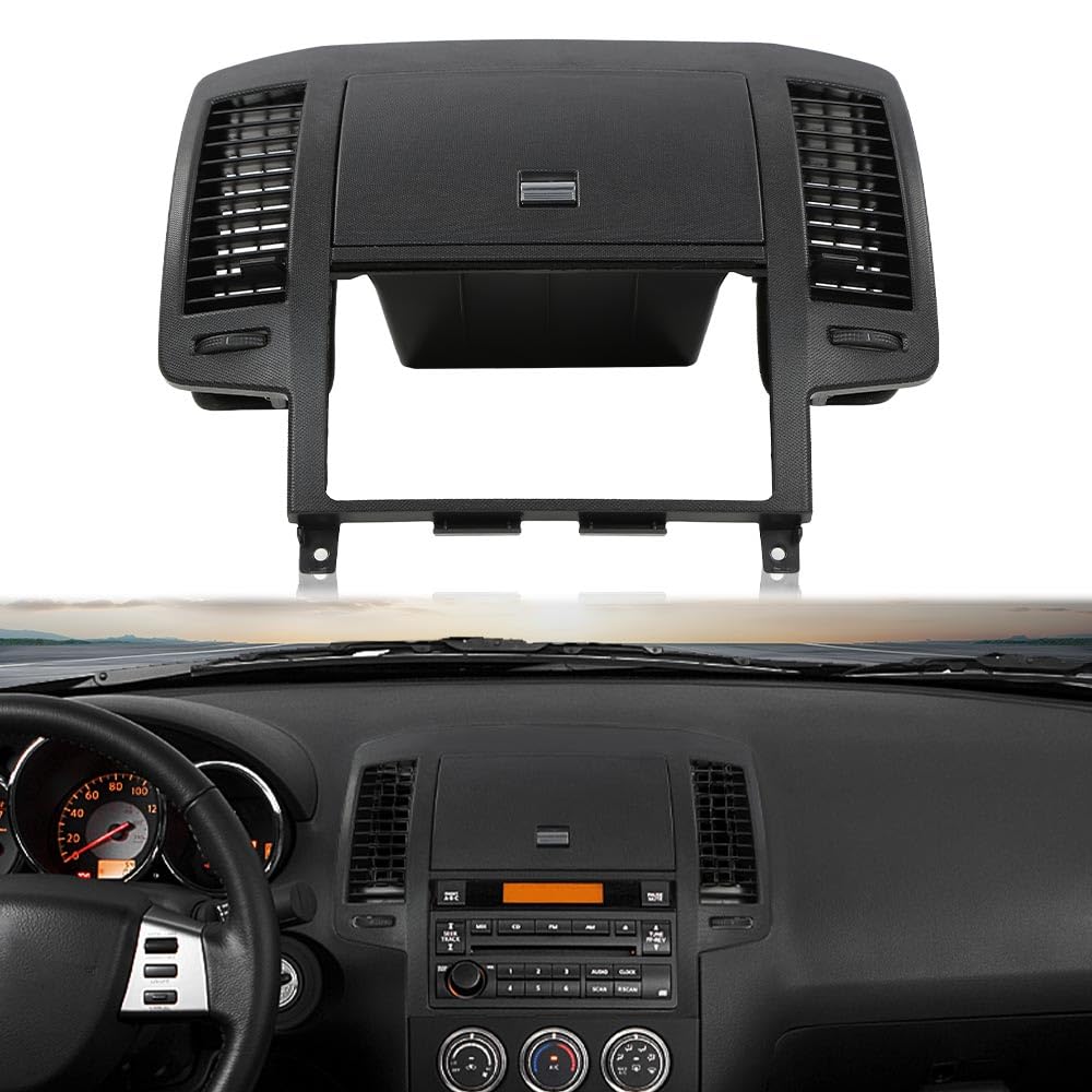 PIT66 Center Dash Radio Bezel Storage Cubby Vents Compatible with Nissan Altima 2005 2006,Black