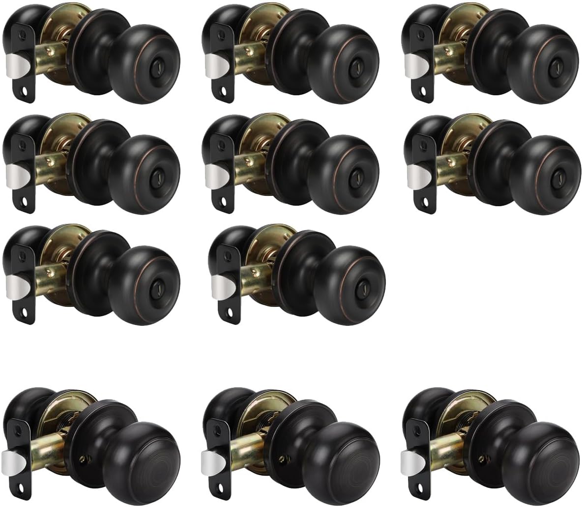 goldenwarm 8 Pack Oil-Rubbed Bronze Interior Door Knobs, 3 Pack Oil-Rubbed Bronze Bronze Passage Door Knobs