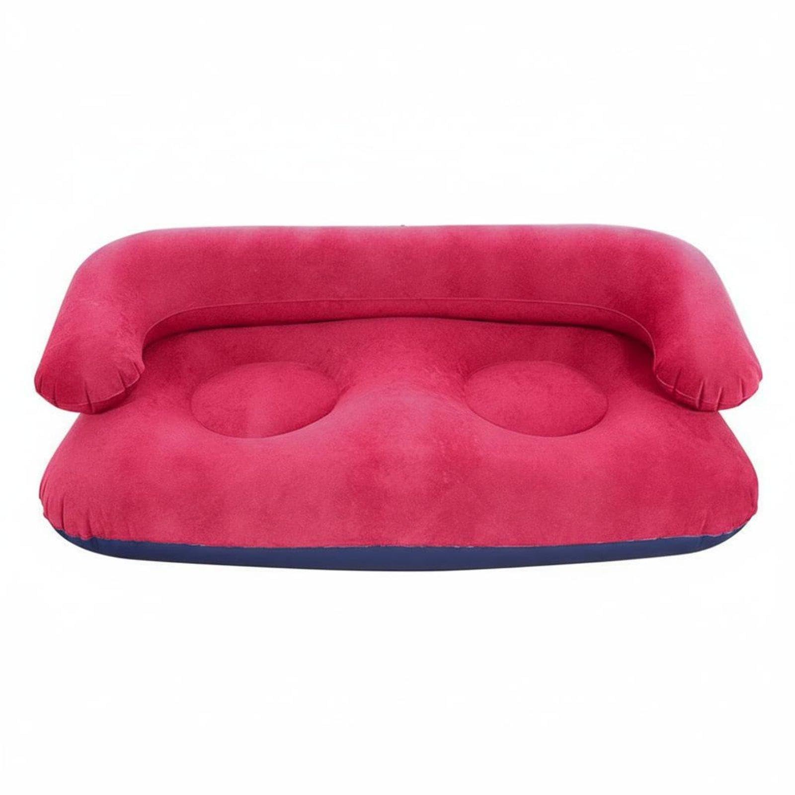 Urijx™ Flocked Inflatable Sofa Abs Flocked Inflatable Sofa Compact Storage Air Couch for Campers, Outdoor, Camping, Living Room Blue Red Double OPP Bag Home & Garden-image-38