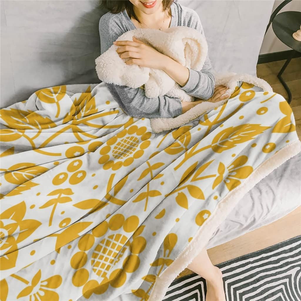Plant Flower Sherpa Blanket Thick Velvet Flannel Bedspreads Office Nap Throw Sofa Cover Bedding