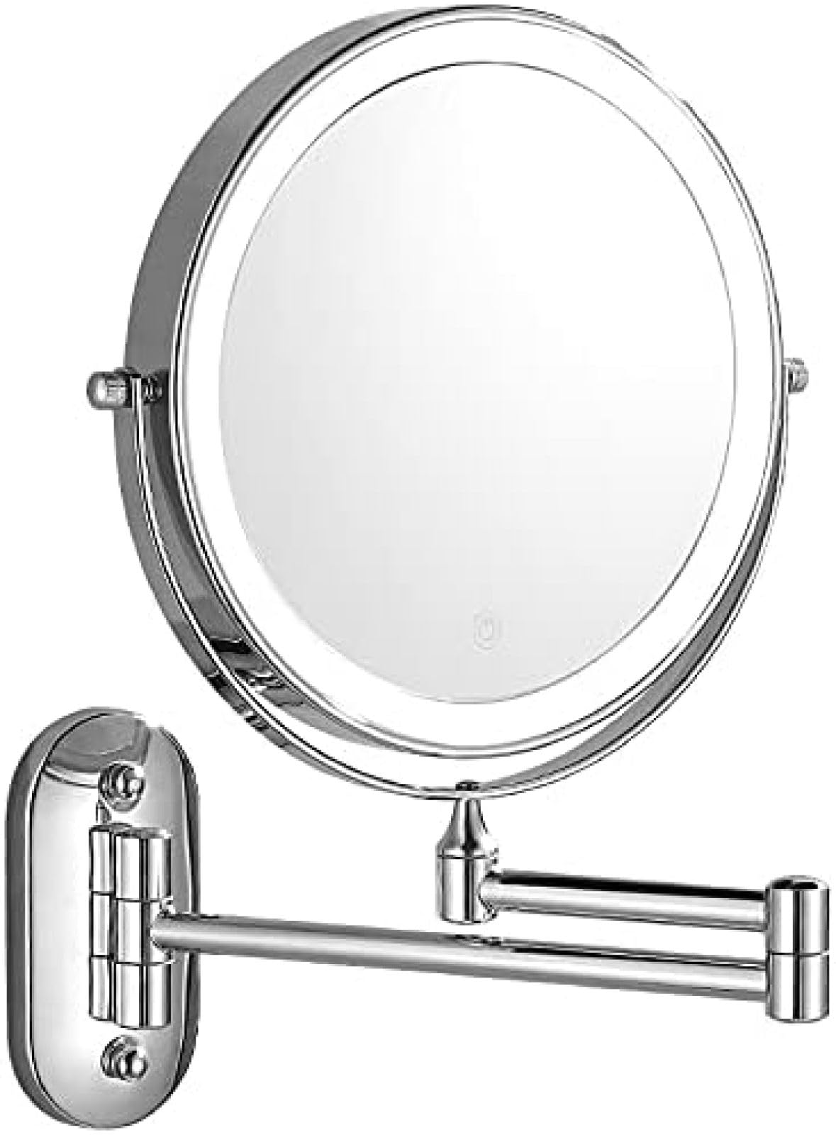 Specchio Ingranditore Da Parete X5 Da 8 Pollici, Specchi Per Trucco A LED Con 3 Modalità Colore, Girevole A 360 °, Estensibile, Ricaricabile Tramite USB,Argento,1x/7X,outstanding78