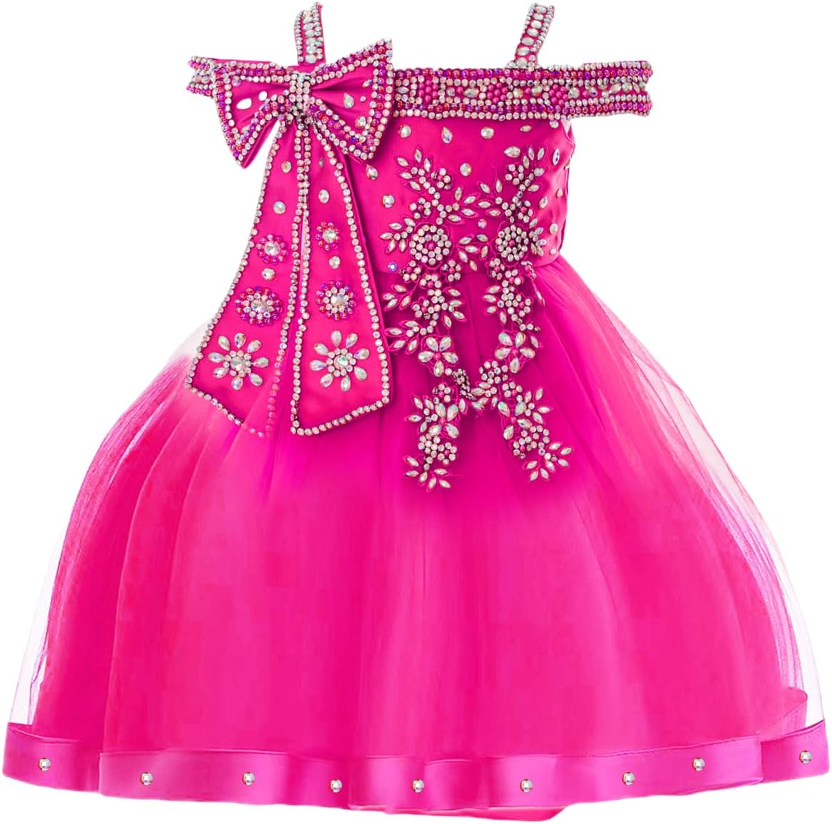 Girl Dress Handmade Sewing Sparkle Crystal Lace Applique Princess Pageant Dress Puffy Birthday Prom Ball Gown for Kids