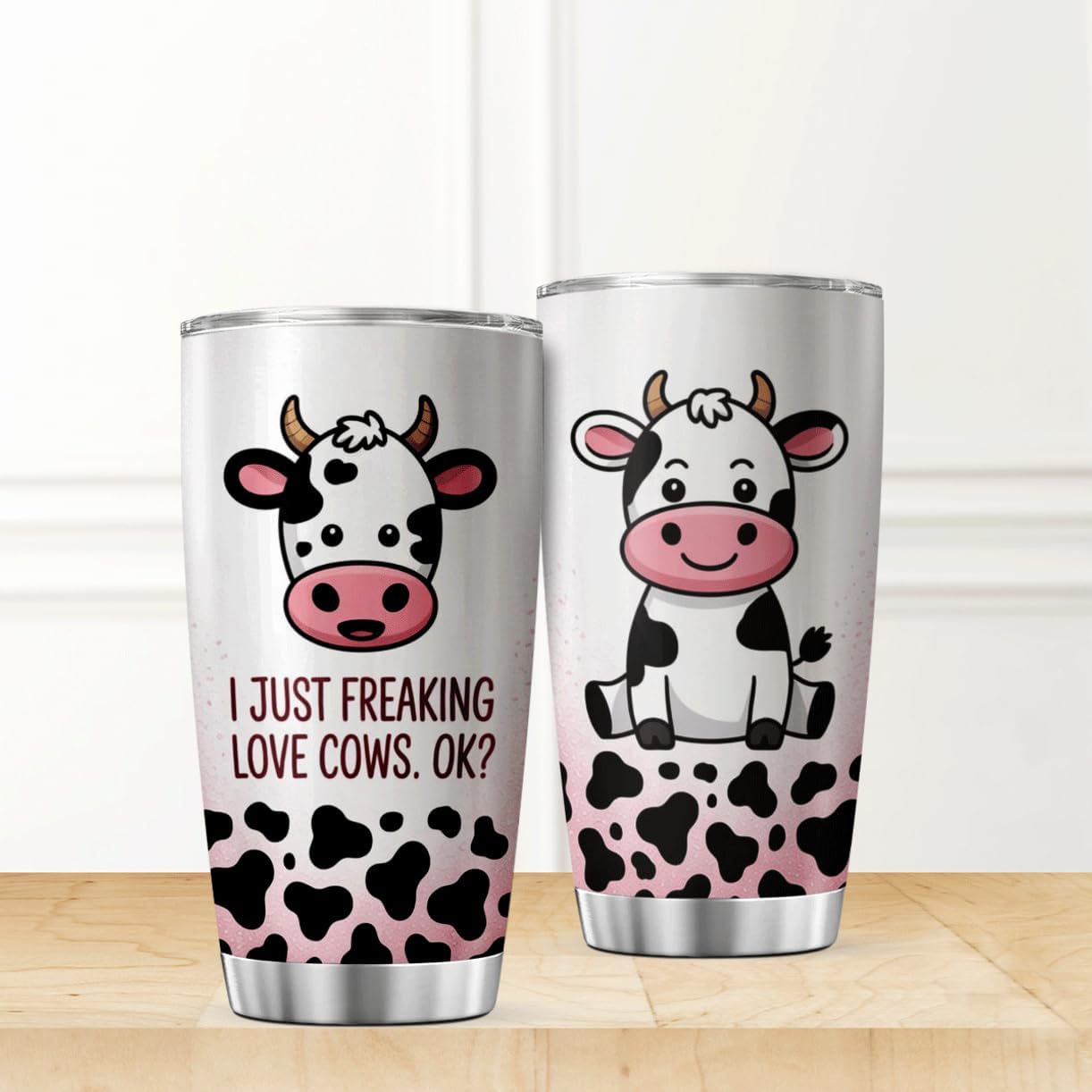 Cute Cow Design 20 Oz Stainless Steel Tumbler For Lovers Farmers And Animal Enthusiasts Funny Farm Themed Travel Mug Insulated Coffee Outdoor Drink Cool Heat Iced Bottle Hot - Image 2