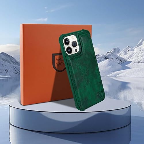 Miniatura 7 de VANAVAGY Funda tipo cartera para iPhone 13 Pro para mujeres y hombres, funda de cuero con tapa para teléfono, compatible con soporte magnético para