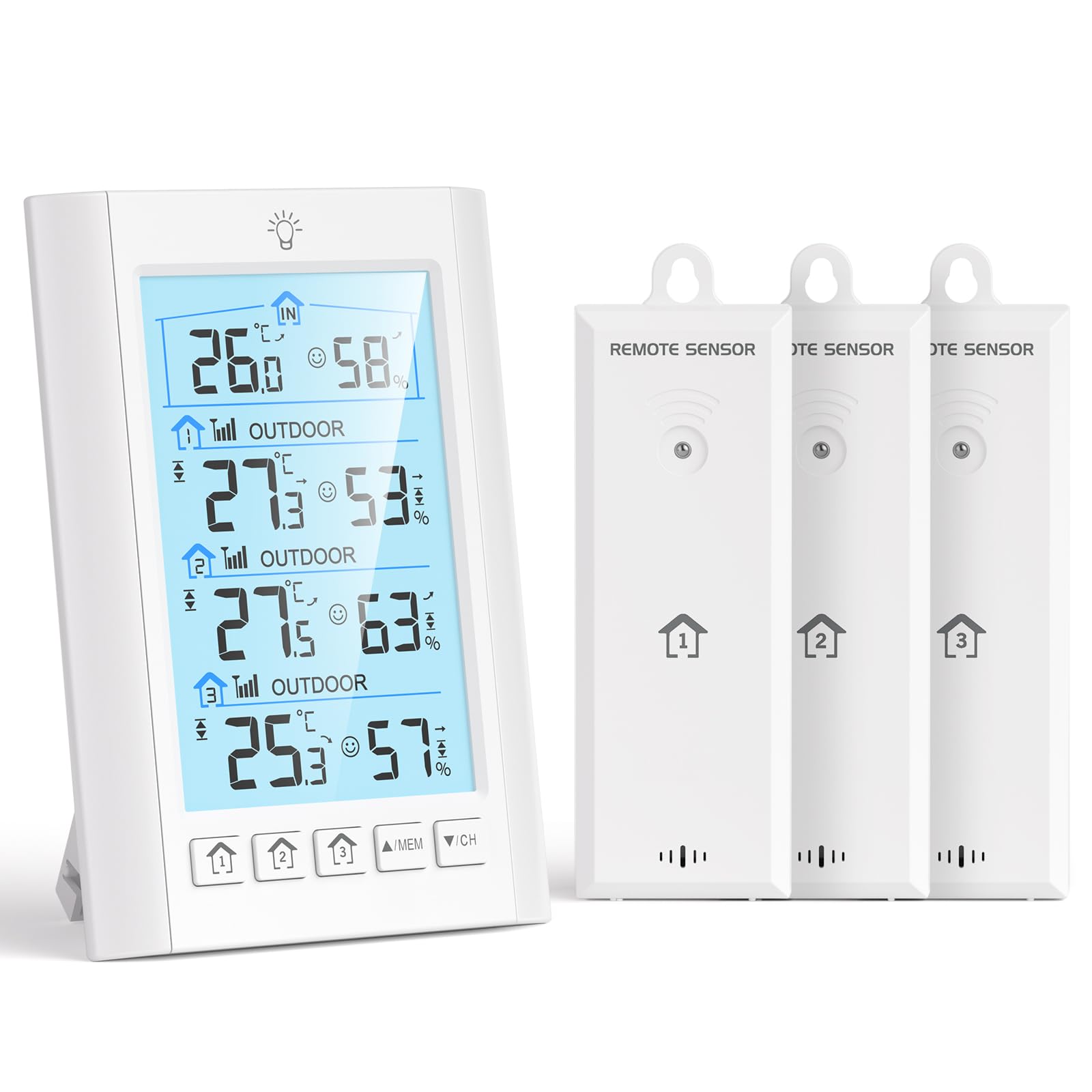 Station Meteo Interieur Exterieur Sans Fil LIORQUE Thermometre Hygrometre avec 3 capteurs LCD Portee Transmission 100m