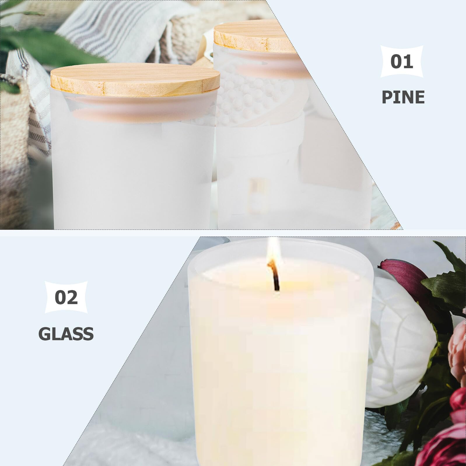 4 Stück Kerzengläser mit Holzdeckel 400ml Mattes Glas Zylindrischer Duftkerzenhalter für Stabile Elegante Aromakerzen und Verlängerte Brenndauer im Wohnbereich