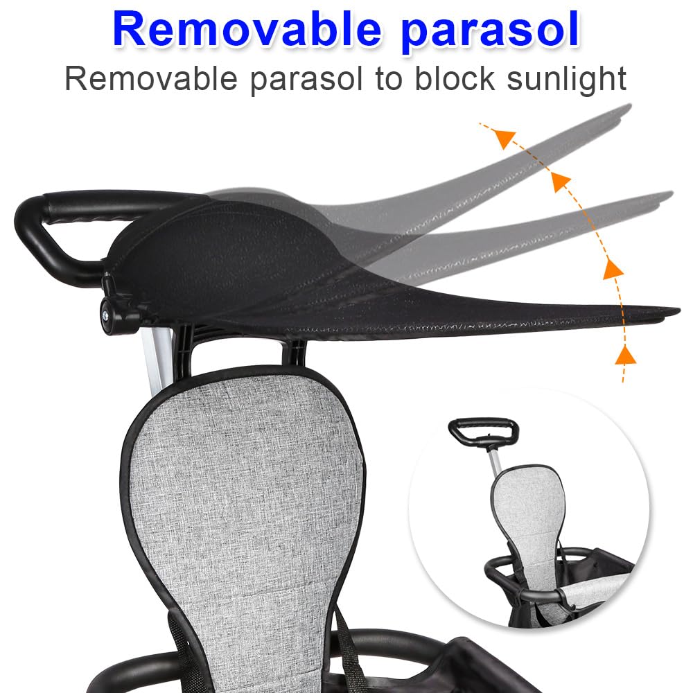 Poussette Bébé Ultra-Légère, de la Naissance à 3 Ans, Siège Réversible, Capote Anti-UV, Compacte pour Voyage et Quotidien,30 * 55 * 86.5cm (noir, pliable)