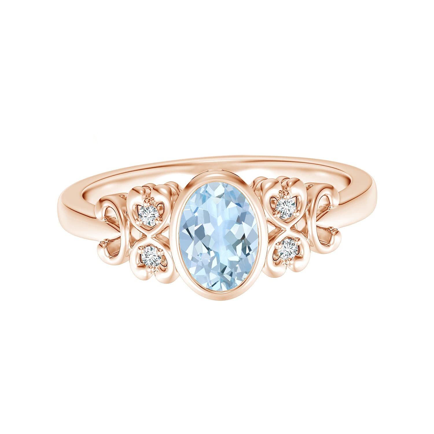 Shine Jewel Bisel Set 1.00 Ctw Azul Ovalado Piedra preciosa aguamarina Plata de Ley 925 Solitaire Engagement Anillo