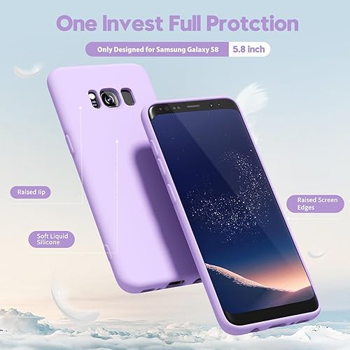 Miniatura 3 de oakxco Funda para teléfono Samsung Galaxy S8 con agarre de silicona líquida, bonita funda delgada y delgada de goma suave TPU lisa de gel para