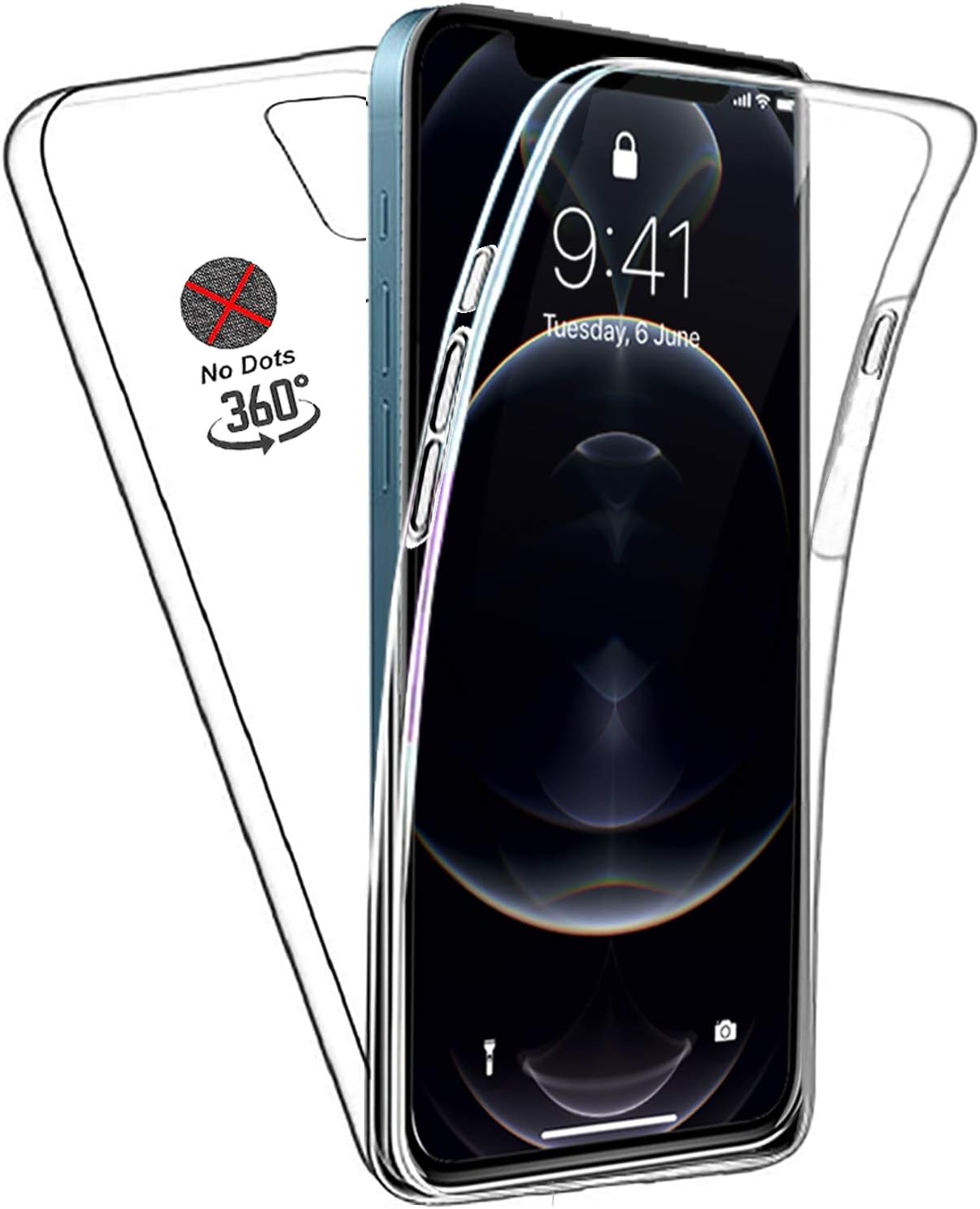 DN-Technology for iPhone 12 Pro 6.1 inch Case Clear 360 Front and Back Clear TPU Silicone Bumper Full Body Protective Slim Lightweight Phone Cover with Air Cushion Corners Crystal Transparent