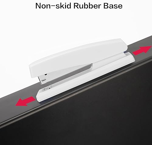 Vista 30 de Deli Engrapadora, engrapadora de escritorio, grapadora de oficina, capacidad para 25 hojas, incluye 1000 grapas y removedor de grapas, rosa Rosado