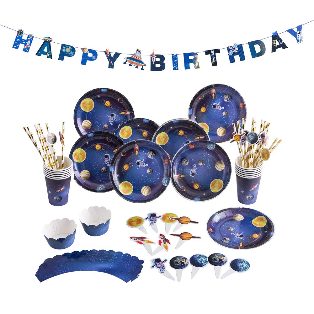 Sunbeauty Outer Space Birthday Party Tableware Solar System Birthday ...