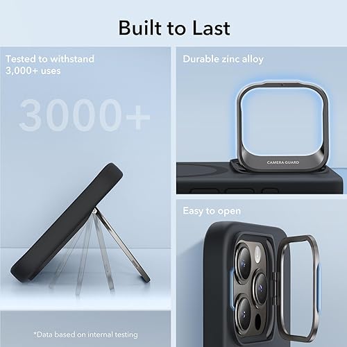 Vista 592 de ESR - Funda para iPhone 15 compatible con MagSafe, funda protectora de grado militar con soporte integrado, cubierta trasera resistente a