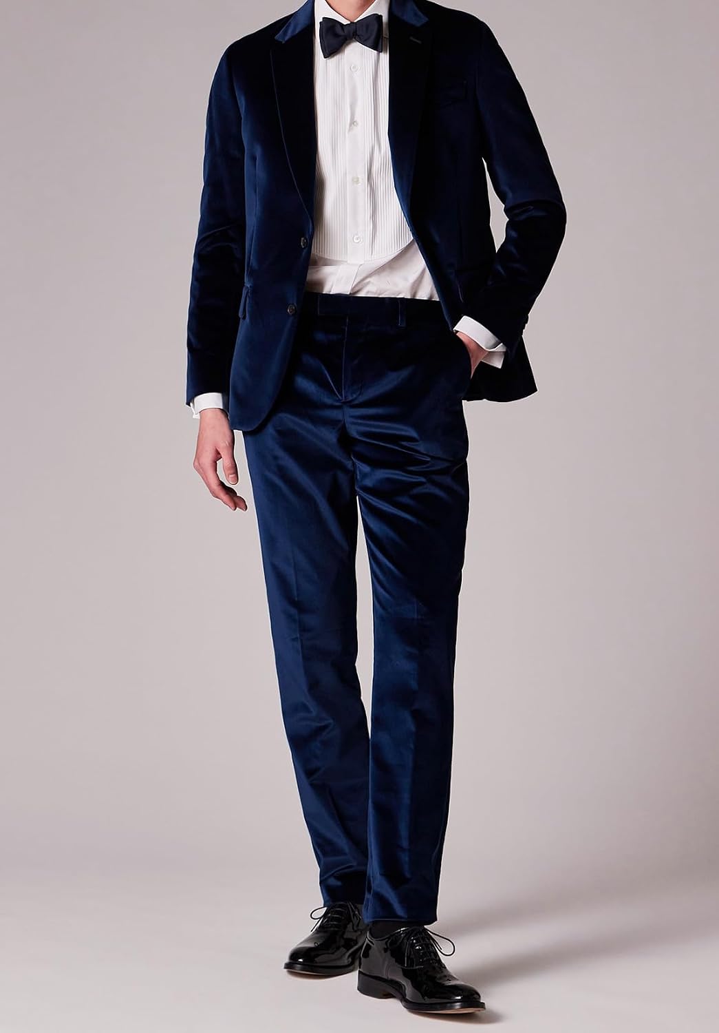 Men's Velvet Pants Classic-Fit Flat Front Dress Pants Wrinkle-Resistant Formal Trousers for Wedding Party