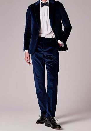 Men's Velvet Classic Fit Flat Front Formal Dress Pants | Formal Trousers for Wedding Party