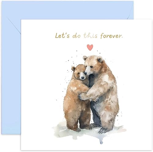 Old English Co. - Tarjeta de aniversario de acuarela de oso para esposa y esposo, tarjeta de aniversario para pareja, bonita tarjeta de oso para