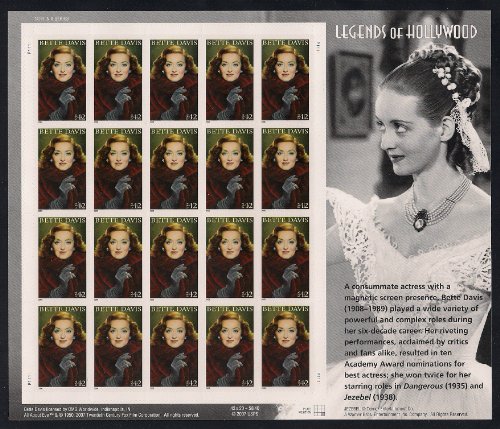 Timbres Bette Davis USPS pour compléter une collection de timbres américains