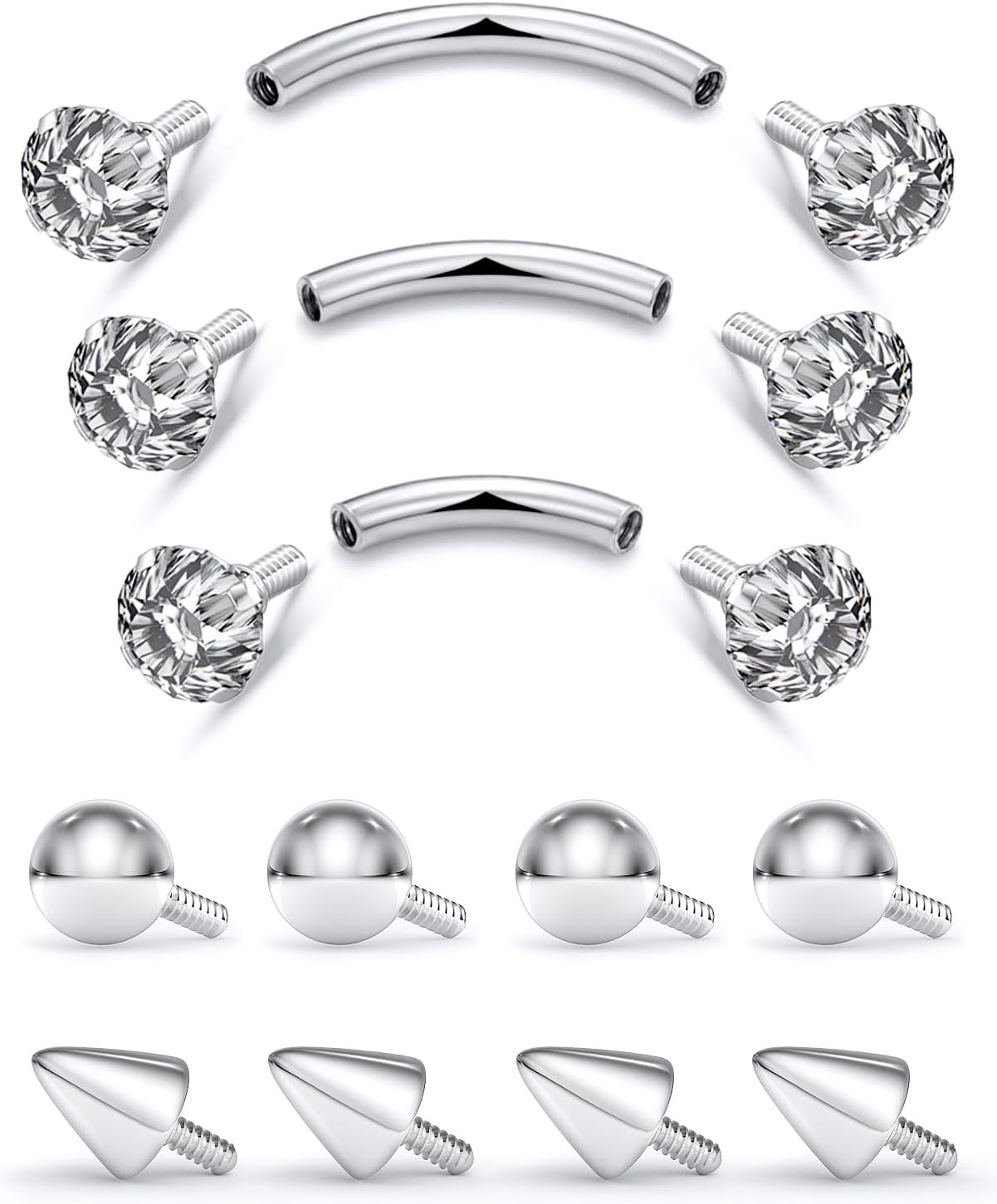 18G Internal Thread Eyebrow Piercing Jewelry Surgical Steel Curved Barbell Tiny Eyebrow Ring Vertical Labret Lip Jewelry Ear Rook Small Belly Button Ring for Women Men 6mm/8mm/10mm