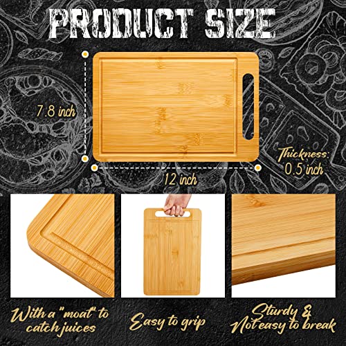 10 Pcs Bamboo Wood Cutting Board With Handle 12 X 7.8 Inch Bamboo Wooden Serving Board Kitchen Chopping Boards For Pizza, Bread, Cheese, Charcuterie, Fruit, Vegetables (Fresh Square Board) #TOP1
