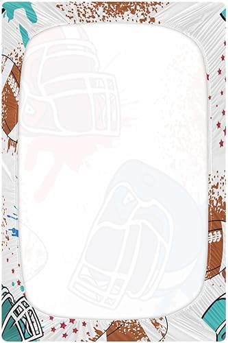 Miniatura 3 de Sábana bajera ajustable para cuna para niños y niñas, diseño de fútbol americano, suave, transpirable, unisex, para colchones estándar de cuna y