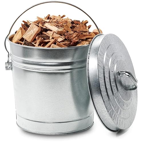 Miniatura 3 de Bote de basura de acero galvanizado, 10 galones, multicolor - Contenedor de metal con tapa para cocina, patio al aire libre y camping