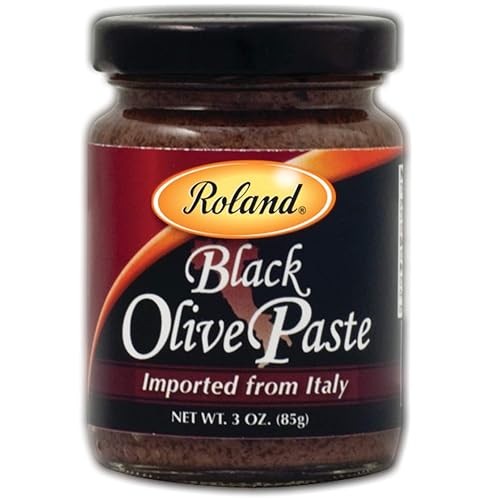 Roland Foods Pasta de aceitunas negras, alimentos importados especiales, tarro de 3 onzas