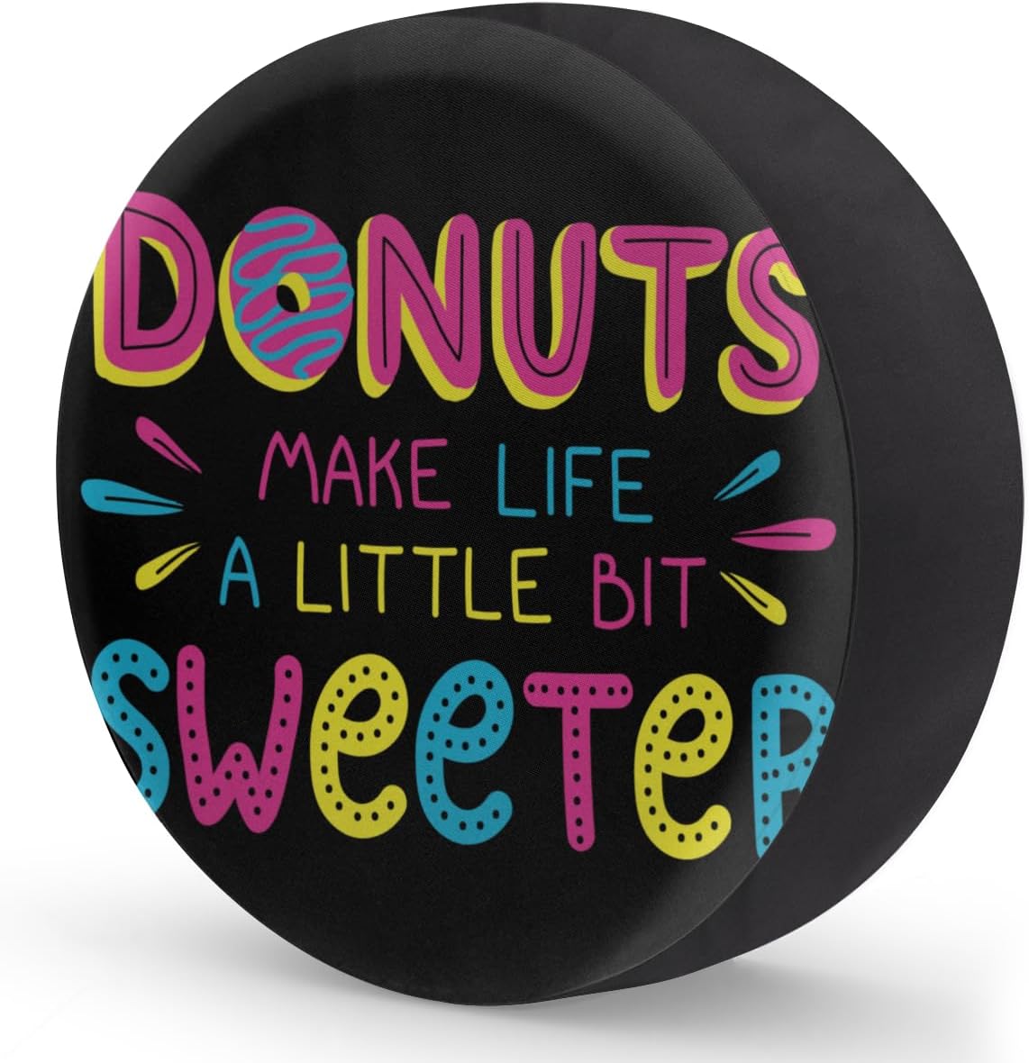 QsirBC Donut Sweet Tire Covers Portable Spare Tire Cover Soft Durable Waterproof Dustproof 3 Sizes 14 15 16 Inches for Car Truck SUV Trailer Camper