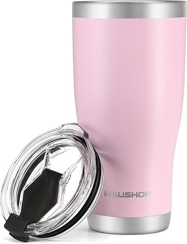Haushof - Vaso de 20 oz de acero inoxidable con aislamiento al vacío, taza de café con tapa, vaso de viaje de doble pared, perfecto para bebidas