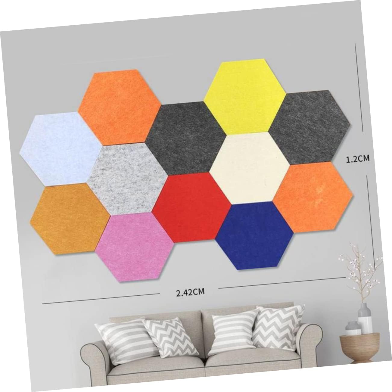 OSALADI 10pcs Colorful Hexagon Felt Board Easy to Install Wall Decor for Home Office and School Versatile Cork Photo Background Panels for Memorable Displays