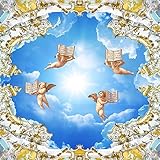 KOMNNI Custom Any Size 3D Wall Mural Wallpaper European Style Angel Wall Painting Living Room Bedroom Ceiling Fresco 3D Wall Paper Decor