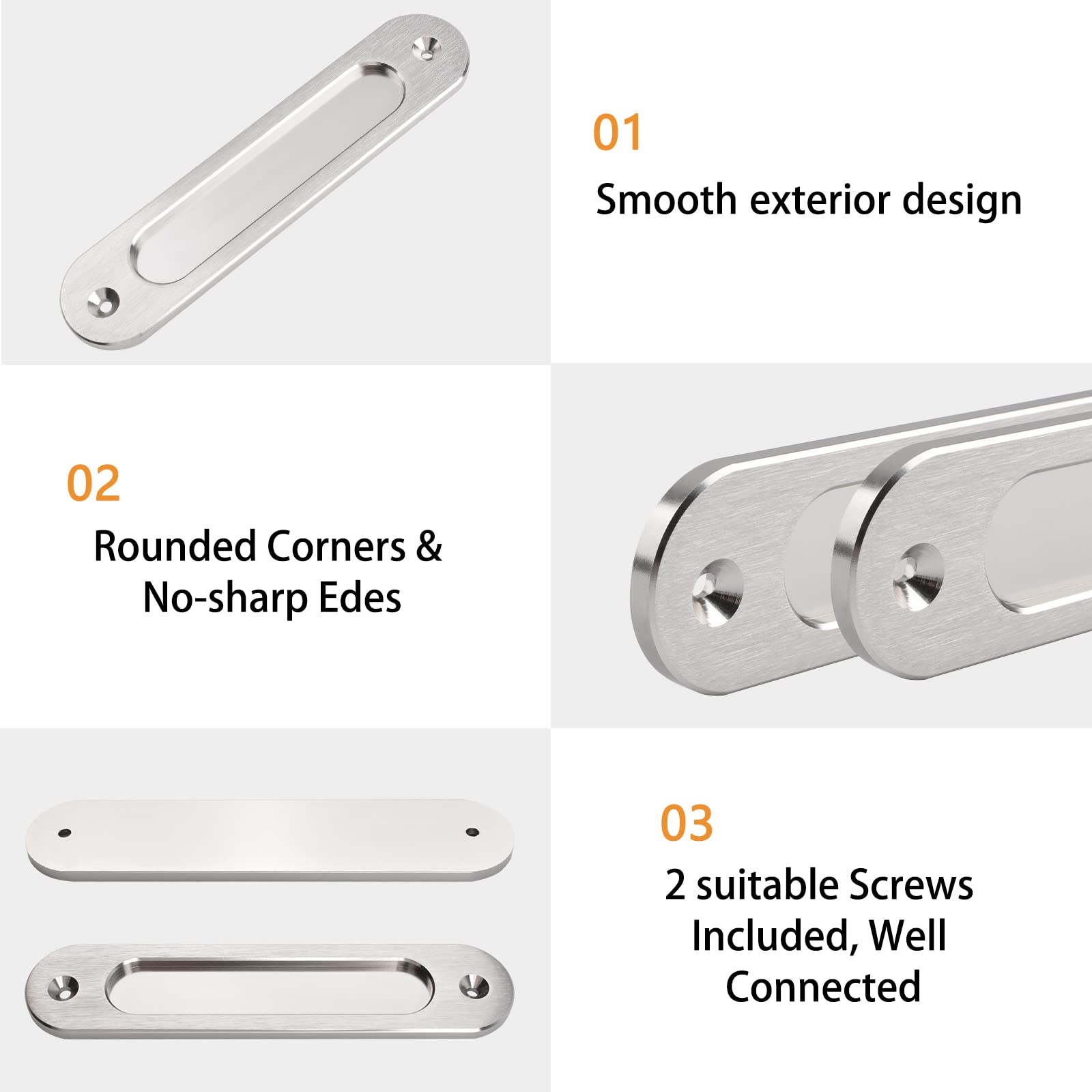 MOROBOR Lot De 2 Poignées De Porte Coulissante Encastrées En Alliage D