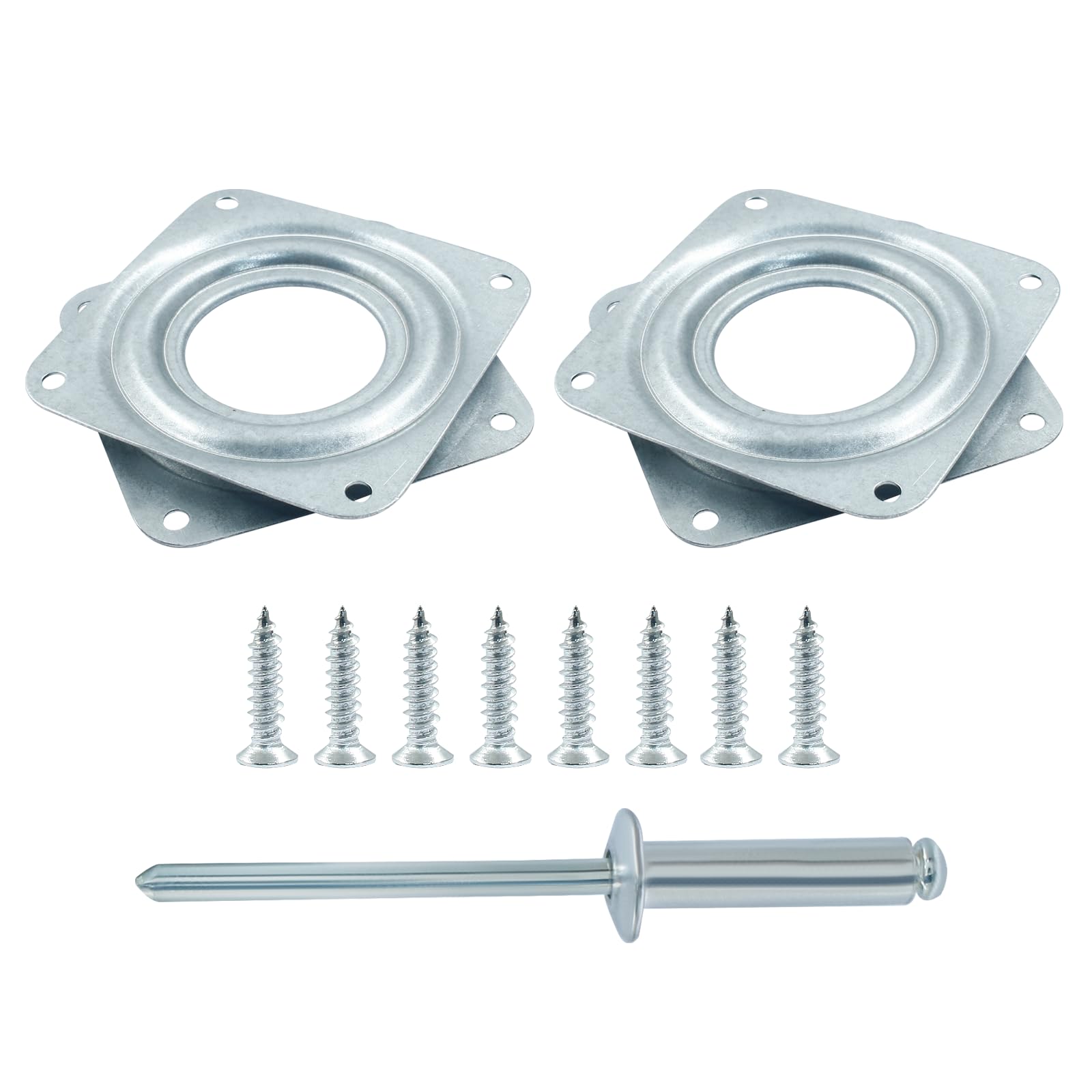 Kyuionty2 Pack 4 Inch Lazy Susan Turntable, Square Ball Bearing Rotating Tray Swivel Plate Hardware for Serving Trays, Makeup Holder, Storage Racks, Crafts(Silver)