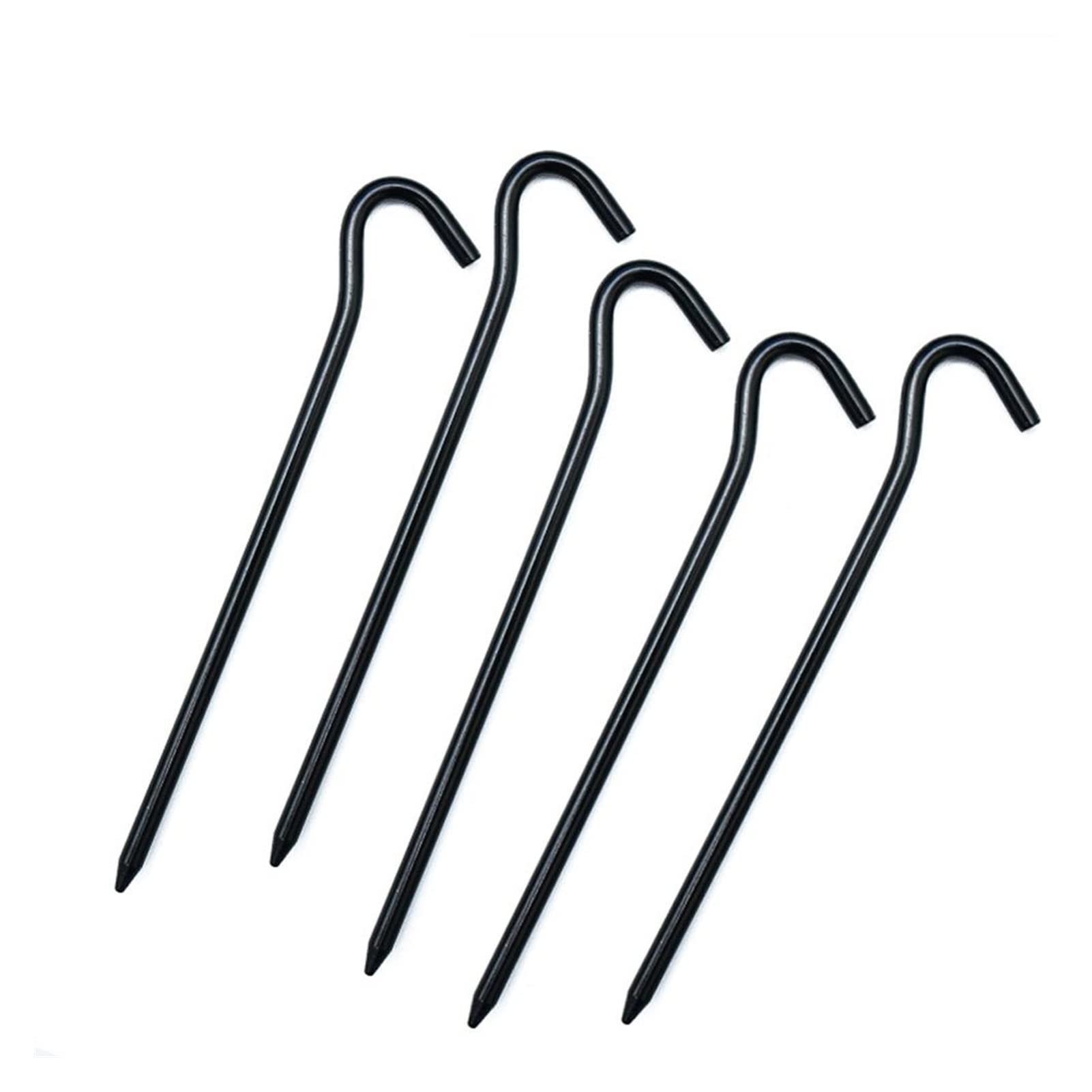 Zeltnägel, 17,8 cm, Aluminium-Erdspieße, Zeltheringe, Metall-Zeltheringe, robuste Stahl-Hof-Camping-Heringe, Planenhaken, Set mit 10 Stück Camping-Zeltnägel (Farbe: Schwarz, Größe: Einheitsgröße