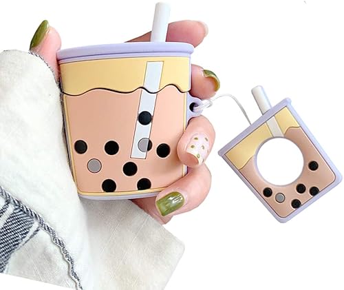 UnnFiko Funda para Airpods Pro de té de burbujas, funda protectora de silicona suave de dibujos animados 3D, linda funda creativa de carga para