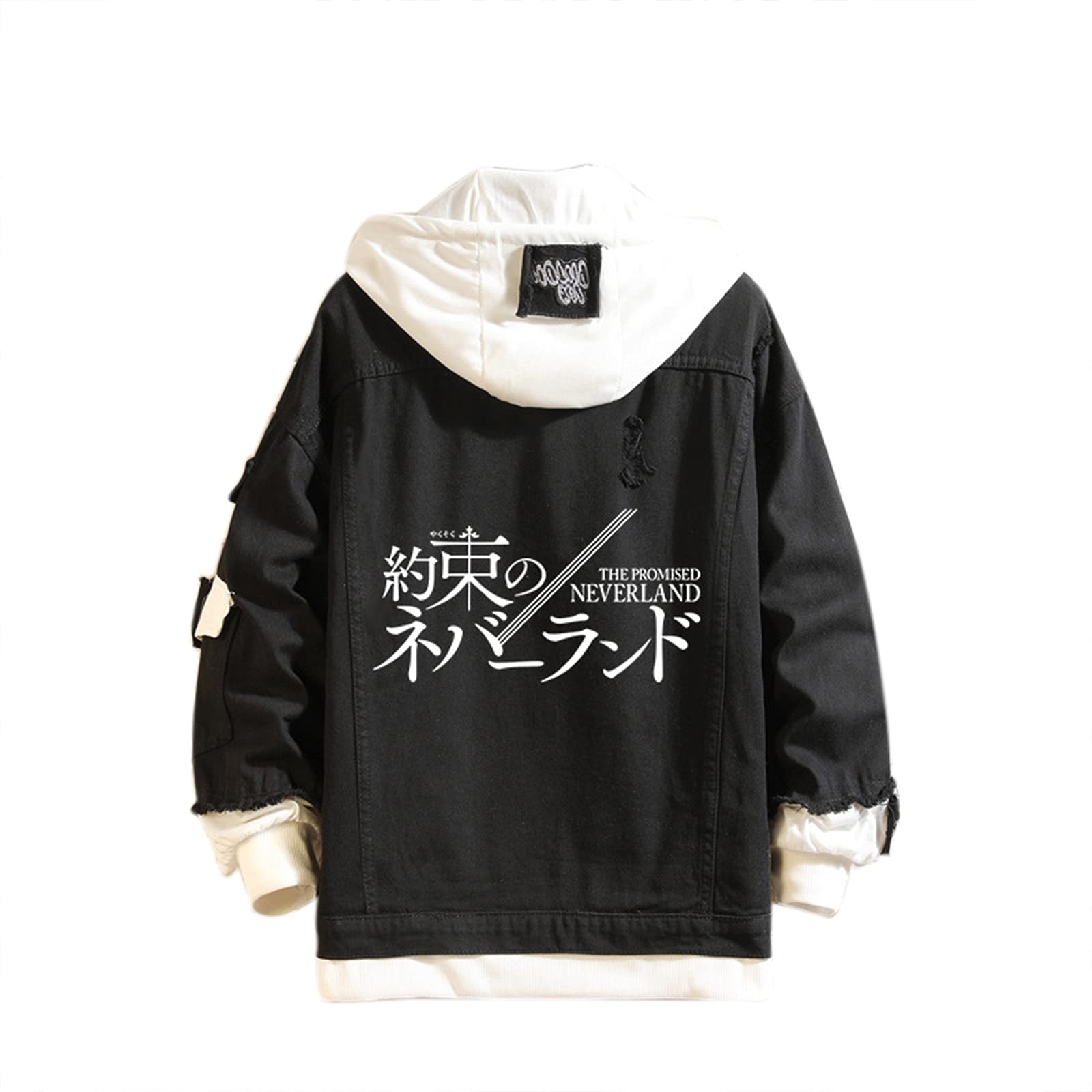 Famesale Men's G Unisex The Promised Neverland Hoodie Jacket Cosplay Emma Norman Ray Denim Jacket Anime Casual Sweatshirt Costume Jumper