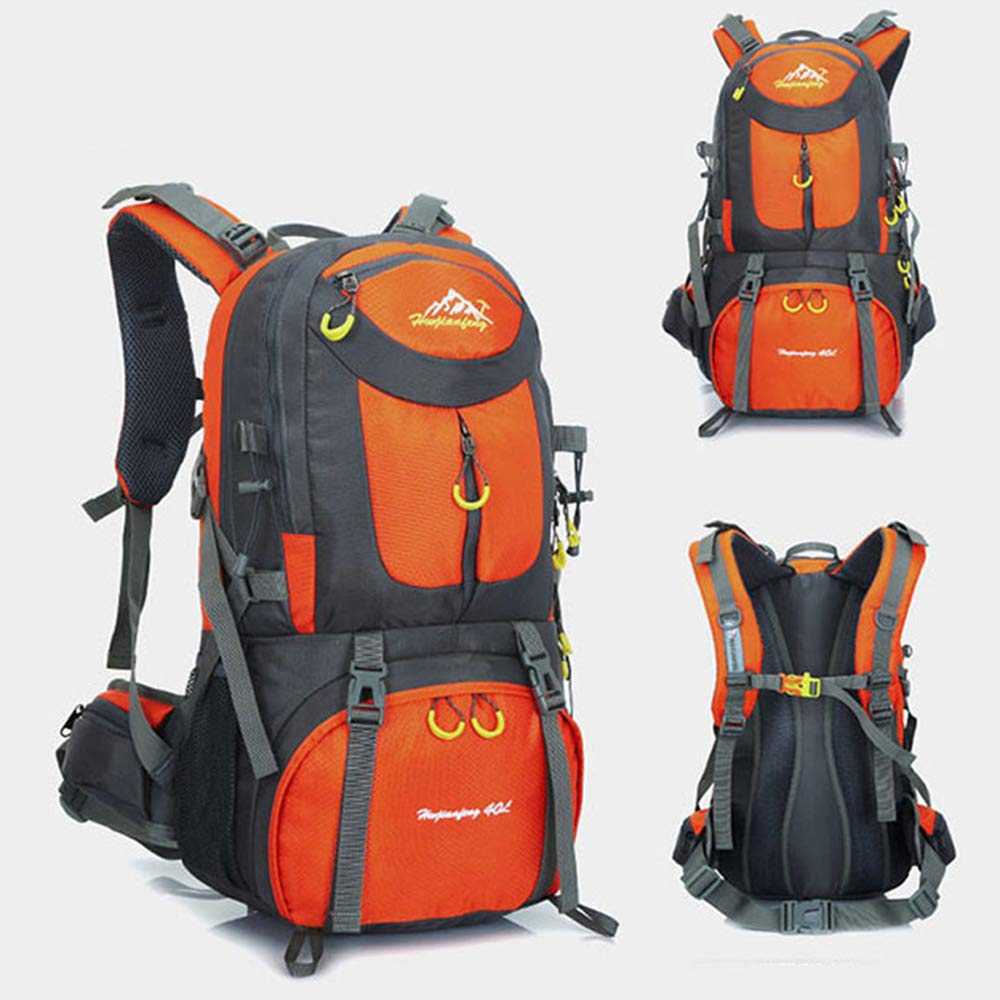 Image secondaire de BOZEVON Nylon Sac à dos de randonnée - 40L / 50L / 60L Homme Femme Sport Trekking Voyage Camping, Orange, 50L