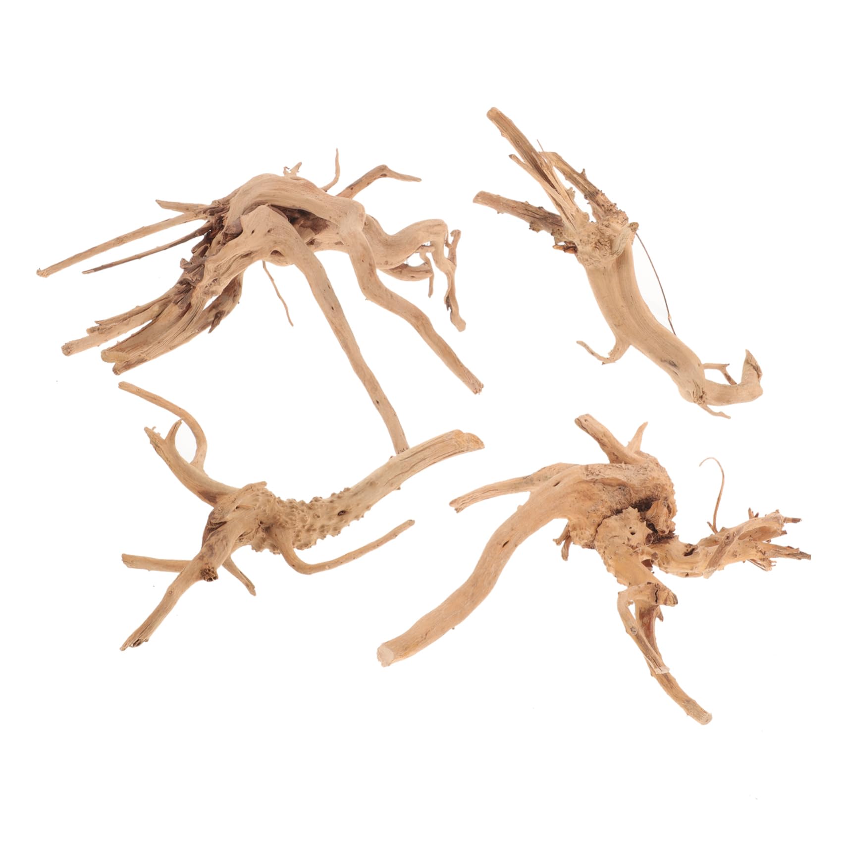 VANZACK 4pcs Fish Tank Sunken Wood Landscaping Large Root Marine Decorations Aquarium Driftwood Branches Aquarium Tree Bark Tropical Goldfish Hardscape Decorative Natural Small Log Wooden