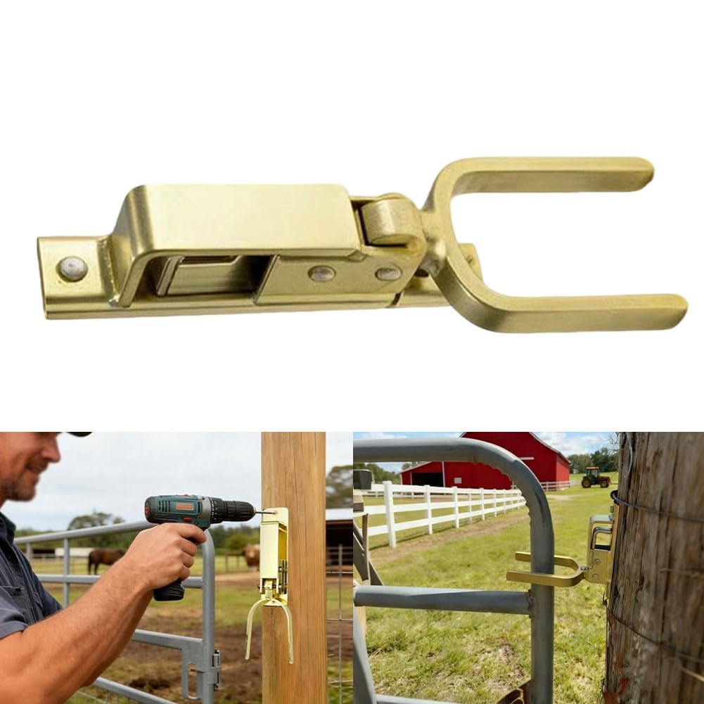 Wytrzymały automatyczny zatrzask blokujący | Zatrzask sprężynowy do bram jednoręcznych do użytku na farmie, w ogrodzie i na podwórzu, mechanizm, 20 cm