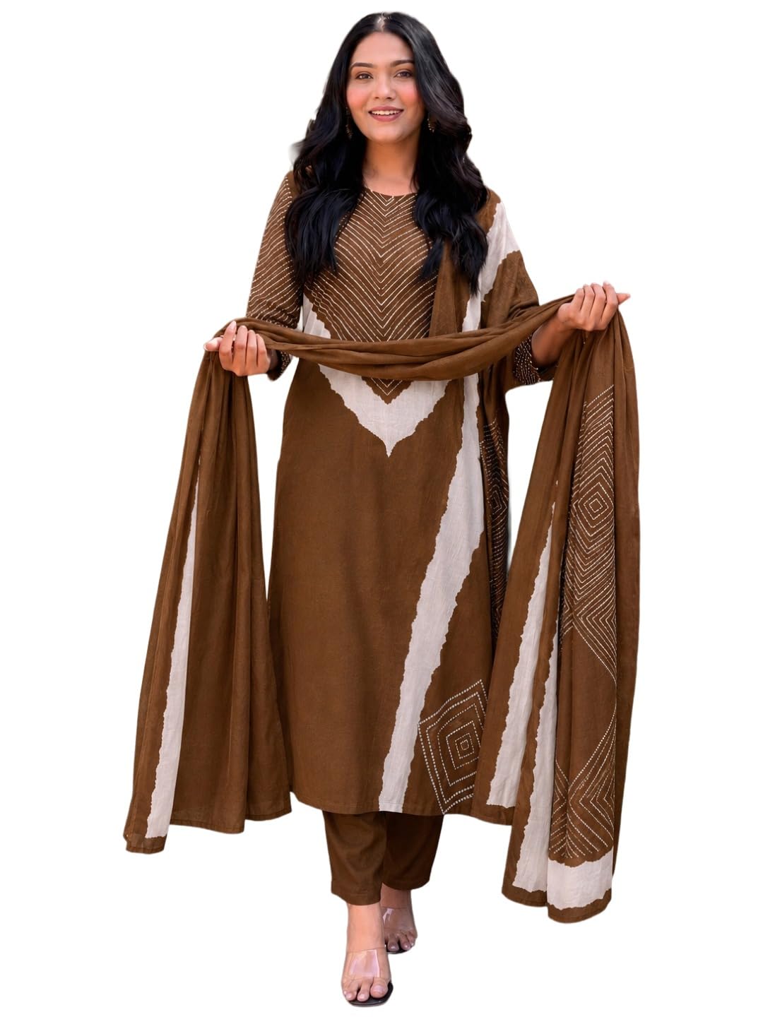 gosriki Women's Erod Rayon Printed Straight Kurta Set with Pant and Dupatta | Green Ethnic Dress| Round Neck | 3/4 Sleeve Indian Traditional Outfit for Women-picture-43