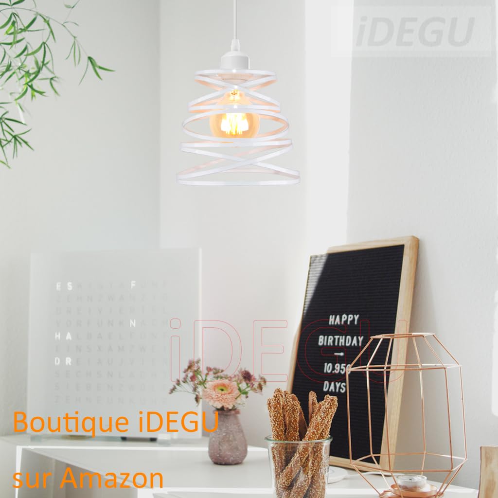 IDEGU Hängeleuchte Spiral-Design, 20 Cm Ø, E27, Schwarz, Verstellbar 100 Cm Kabel