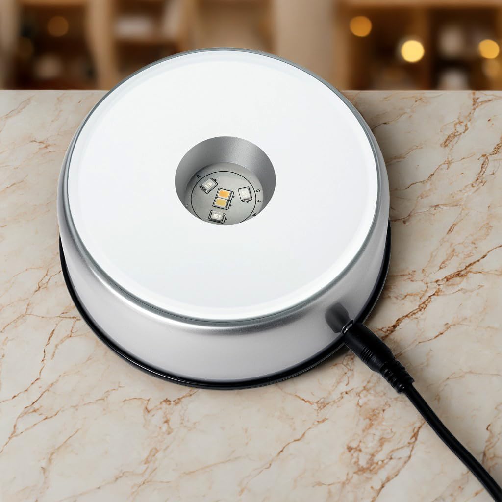 ZEERSHEE LED Rotating Light Base for Crystal Glass Art 360 Display Stand
