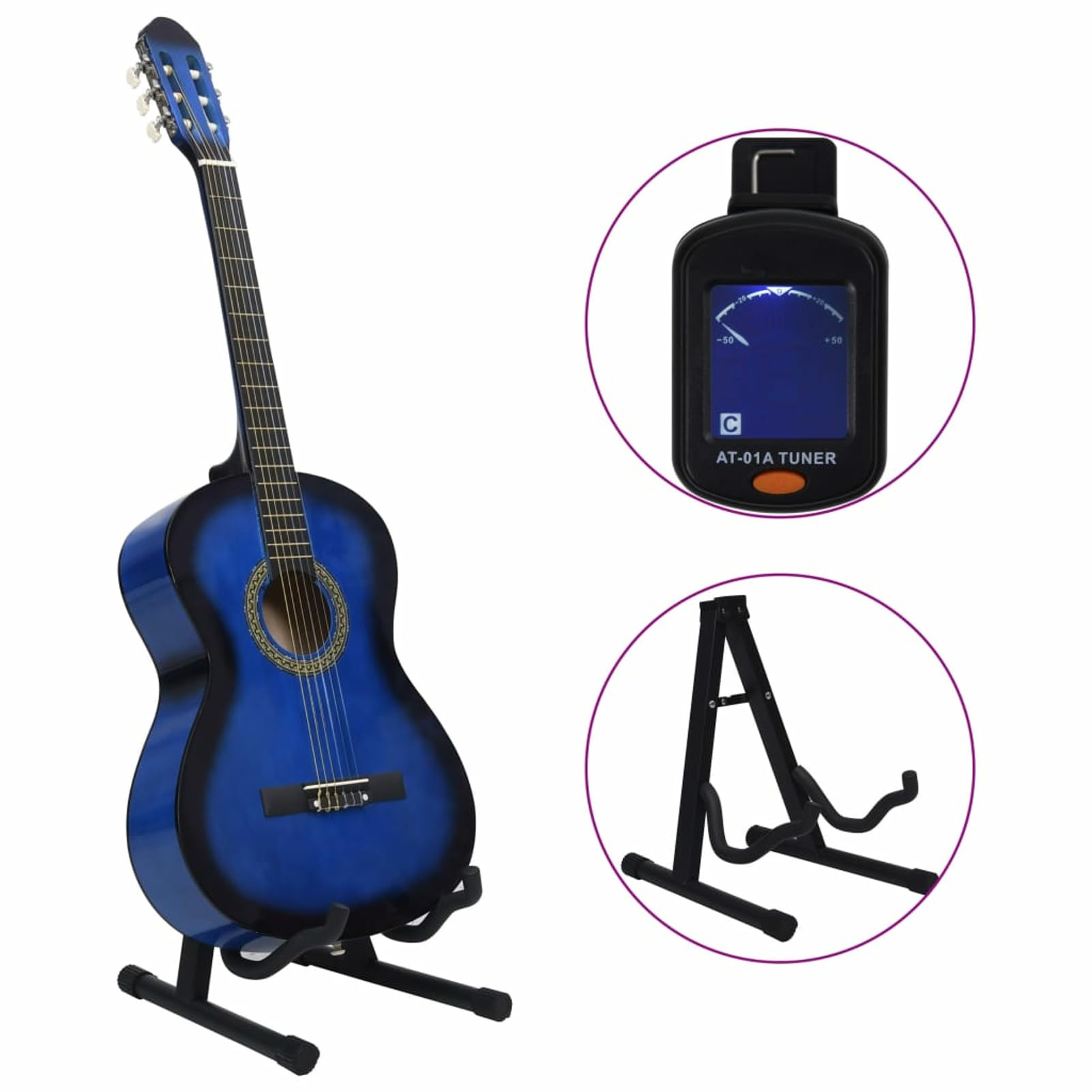 ZEYUAN Set Chitarra Classica per Principianti 12 pz Blu 4/4 39",Arte e Svago,Hobby e Arti Creative,Strumenti Musicali,Strumenti a Corda,Chitarre-70109