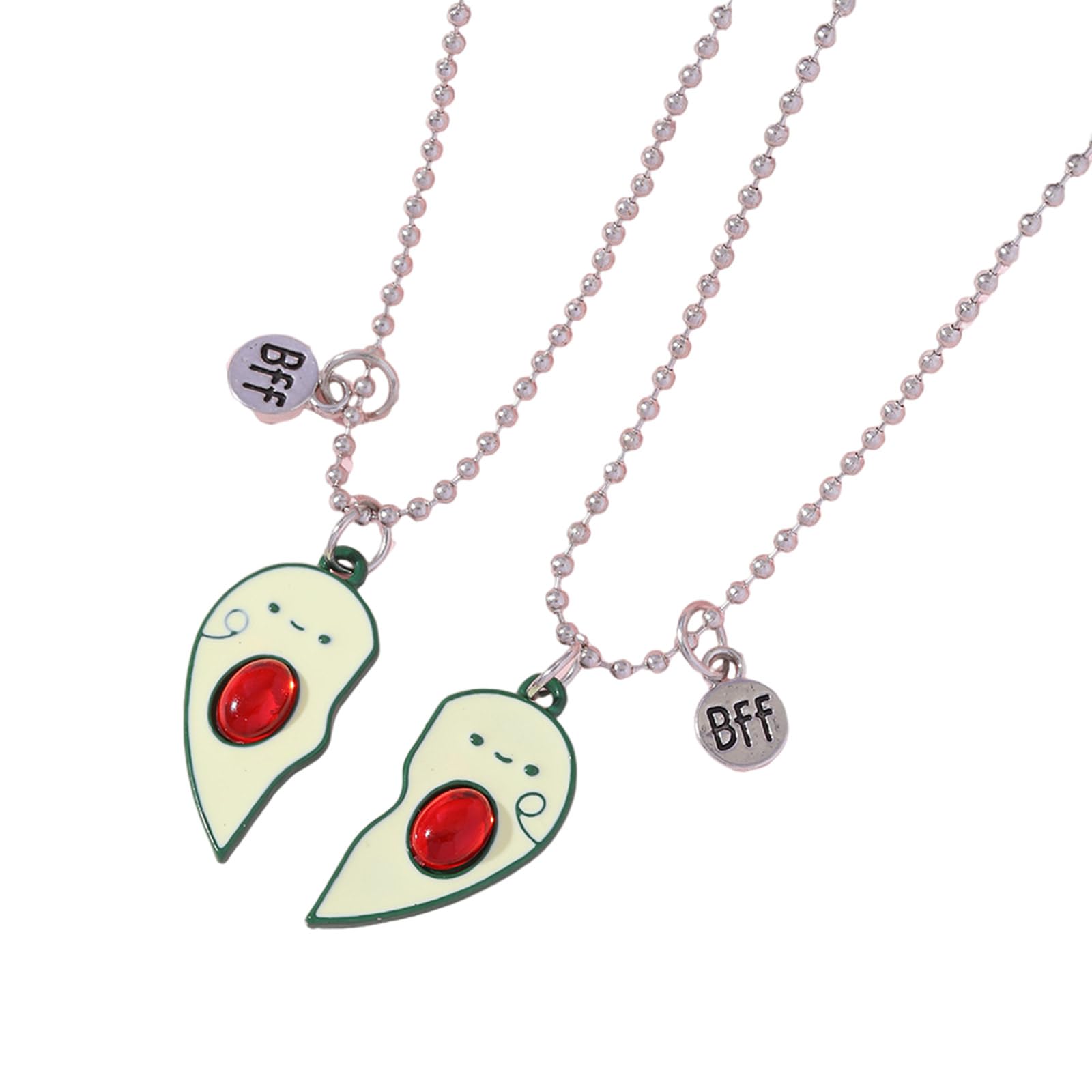 Ksikdeg 2 collane dell'amicizia con ciondolo a forma di cuore di avocado e avocado per migliore amico, SizeApprox.2.8x2.9cm/1.1x1.14inches, Acciaio inossidabile