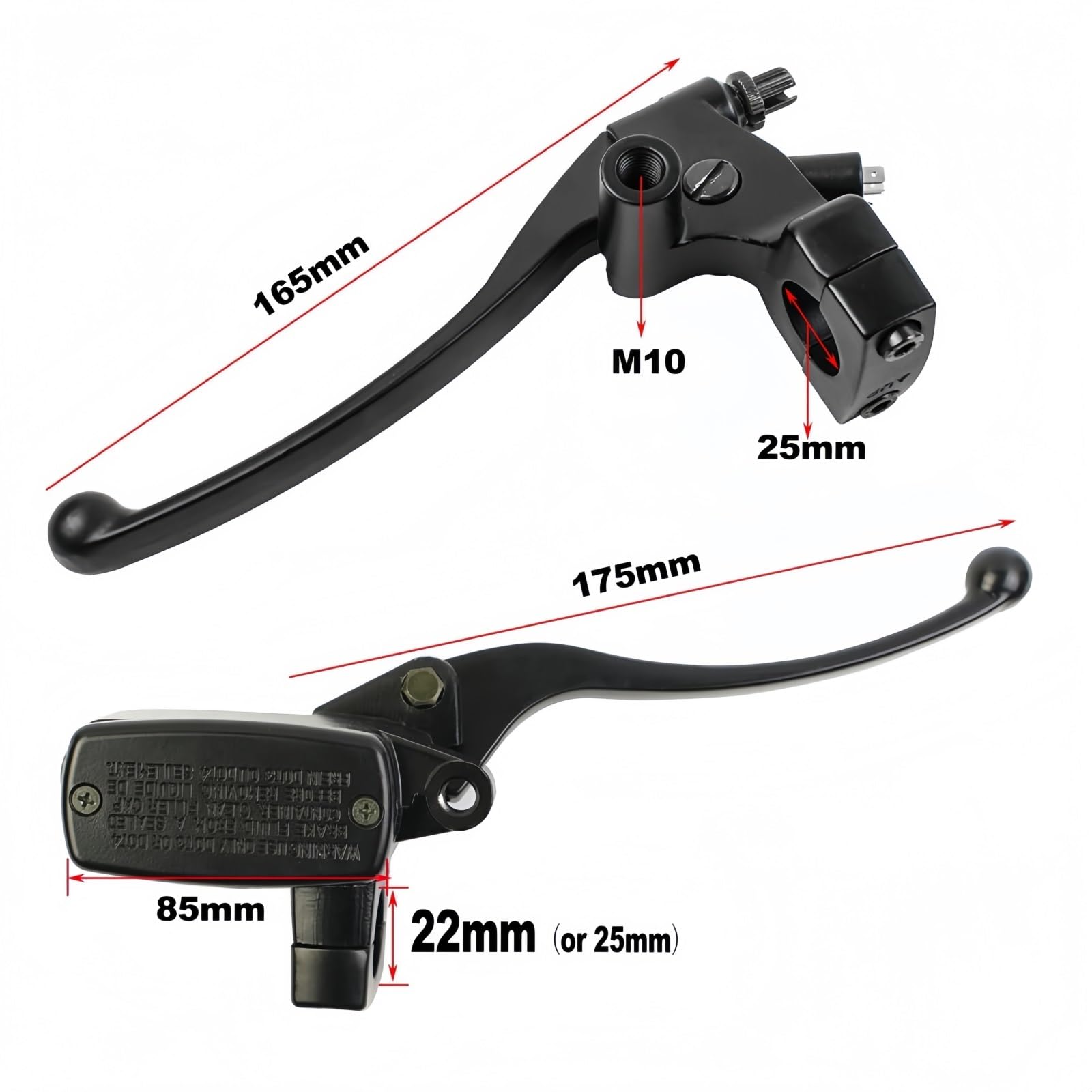Palanca de freno universal para motocicleta 22 mm y 25 para Honda para SHADOW para STEED 600 400 VT600 VT750(25 16 Right Pump)