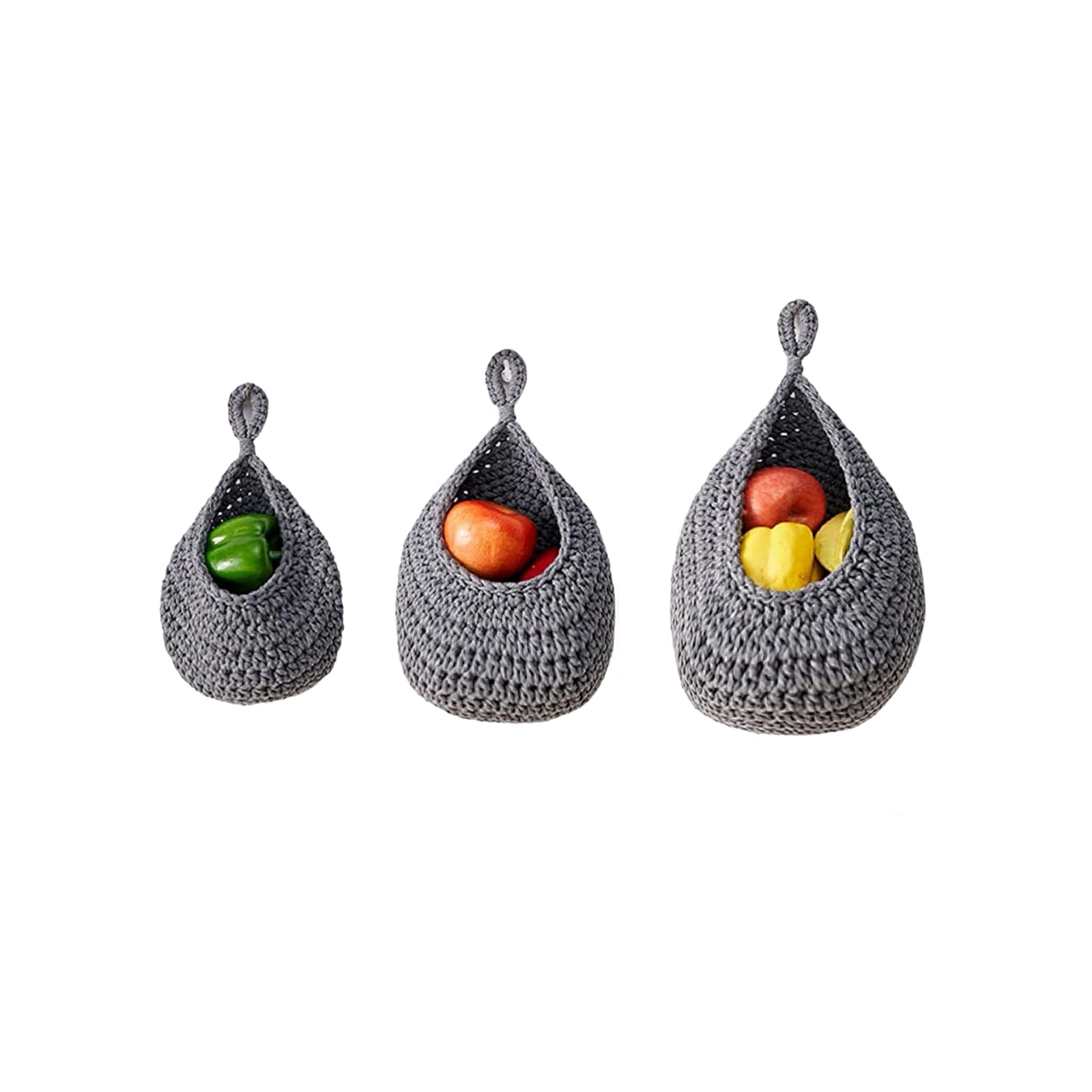 Sustainable Rope Storage Net in 3 Sizes Ideal for Organizing Vegetables Keys and Small Belongings Decorative Wall Hanging Holder Crafted From Sturdy Rope Perfect for Produce Snacks Belongings