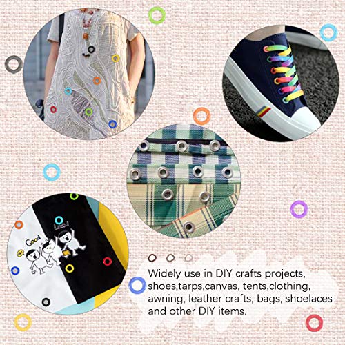 Rustark 500 Sets Grommet Kit 3/16 Inch Grommet Setting Tool Metal Eyelets Set With 4 Pieces Install Tool Kit In Storage Box For Clothes Shoes Bag Paper Leather Crafts Diy Projects (10 Colors) #TOP6