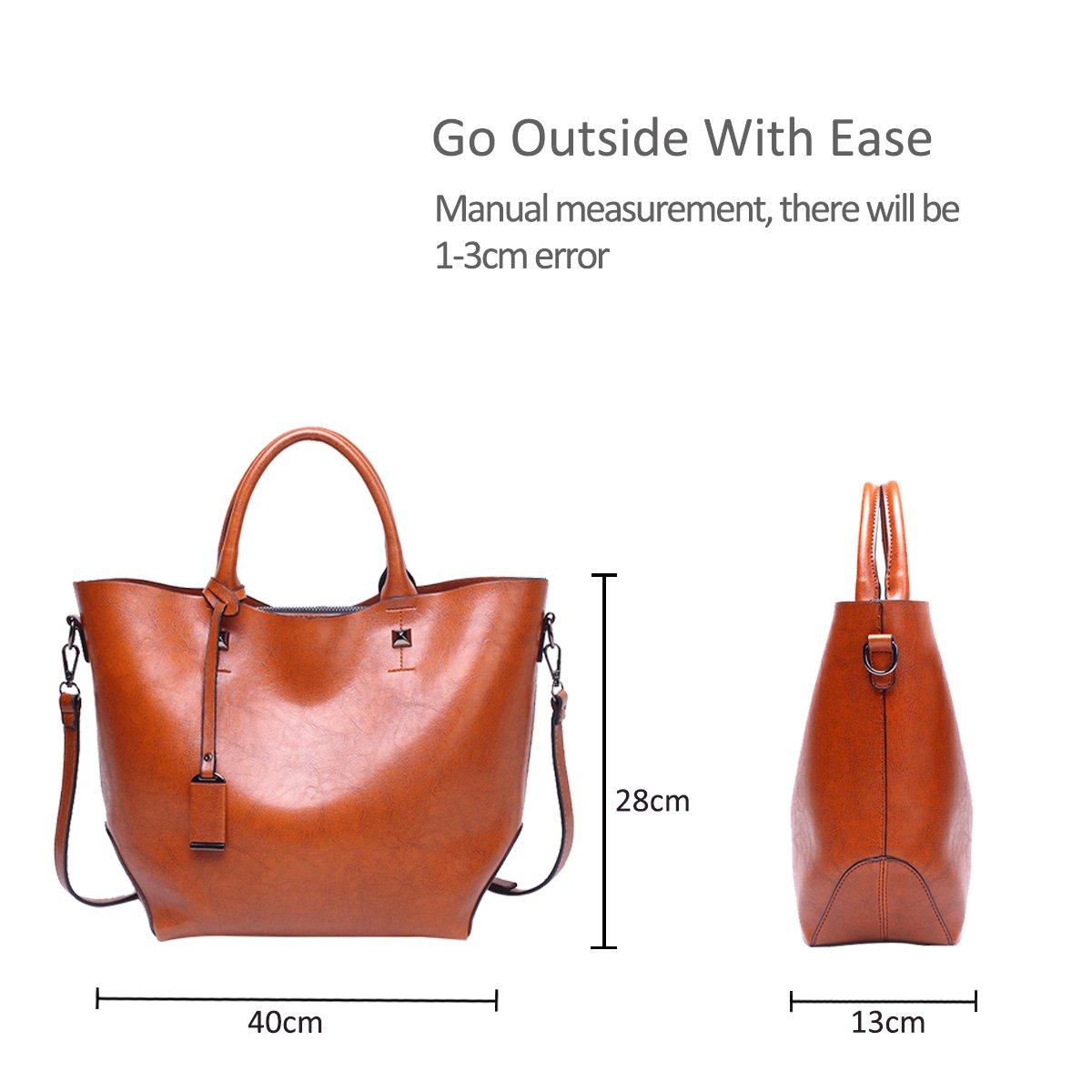ADITAM Fashion Damen Bucket Bag Tote Handtasche Umhängetasche Messenger Große Tasche Wasserdichtes PU-Leder Braun Double the Comfort